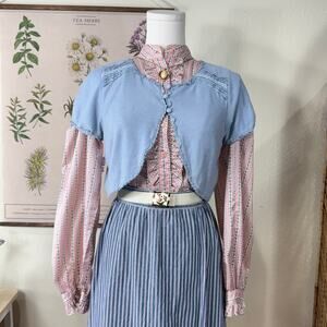 Y2k Ruffle Dainty Cardigan Sweater Coquette Dolly Dollette Romantic Femme XS